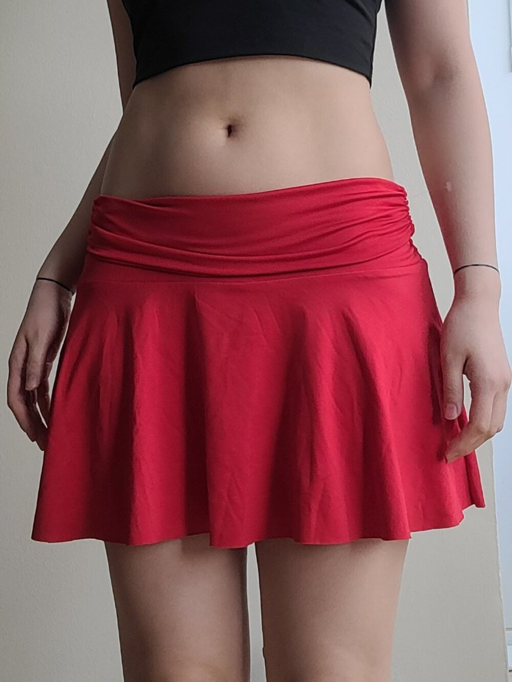 Red Pleated A-Line Flare Athletic Yoga Skirt